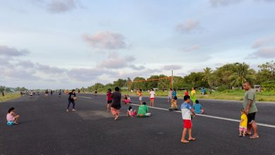Socializing on the Runway in Tuvalu